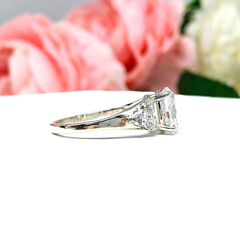 Oval Cubic Zirconia Round Accents Engagement Ring