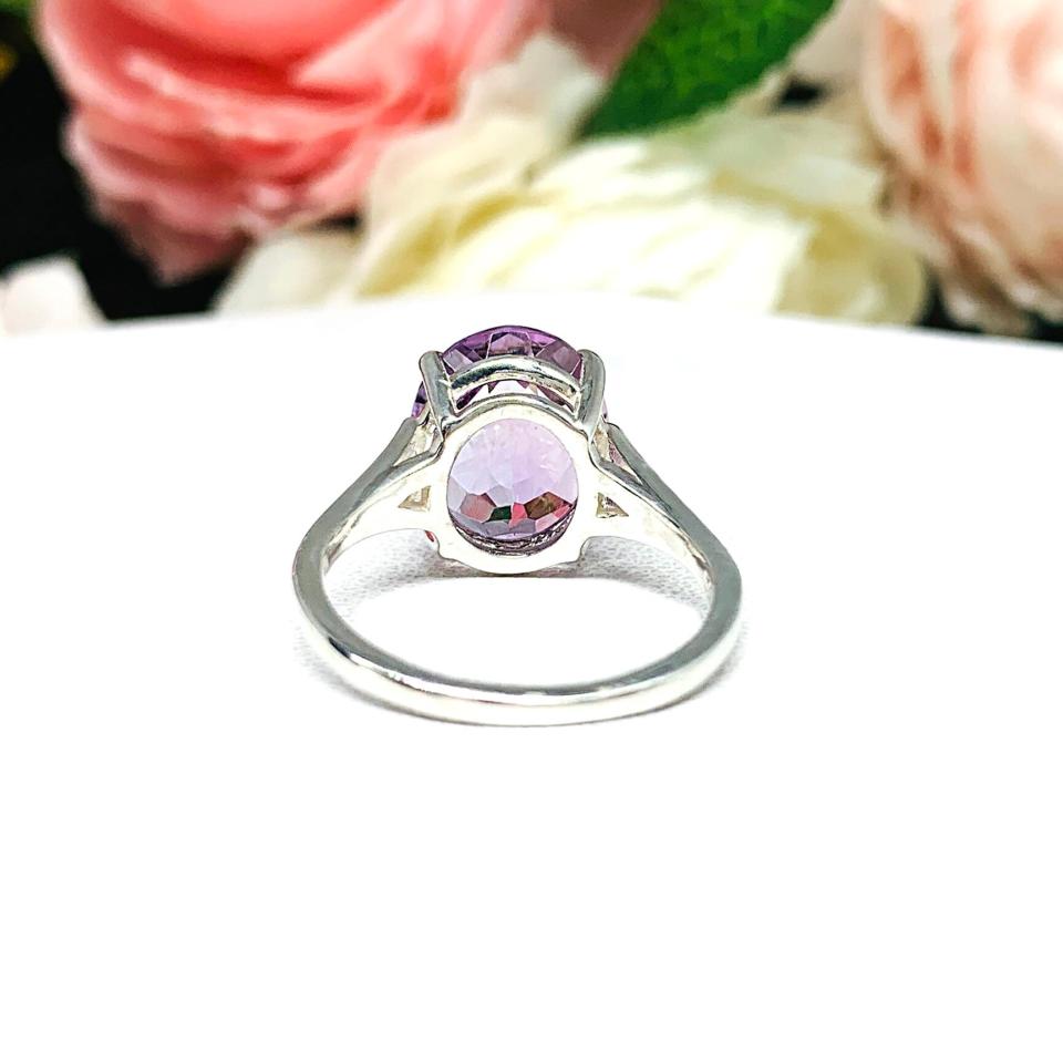 Lavender Amethyst Oval Sterling Silver Ring - Genuine 12x10mm (4.5 cts) rose de france amethyst