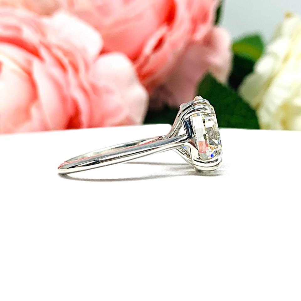 Round 13mm CZ Engagement Wedding Ring Set Knife Edge Matching Band Near Colorless CZ Size 8