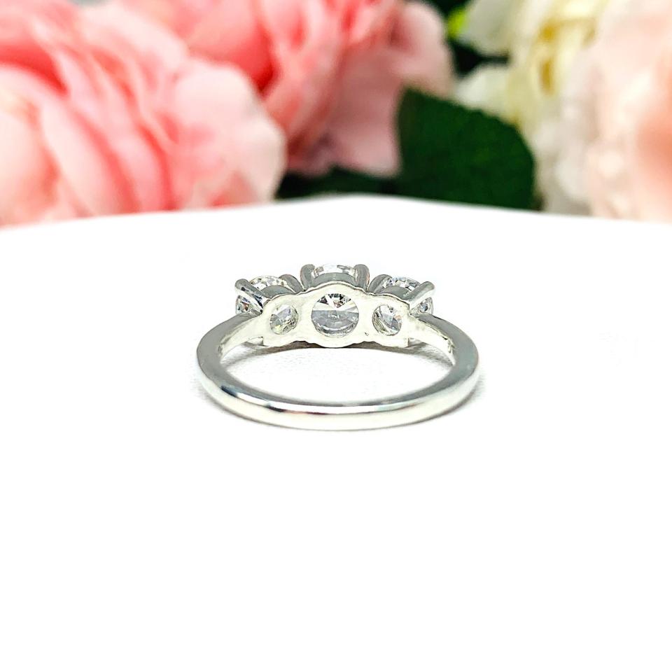 Round 6mm Cubic Zirconia Three Stone Engagement Ring SIZE 7 FINAL SALE
