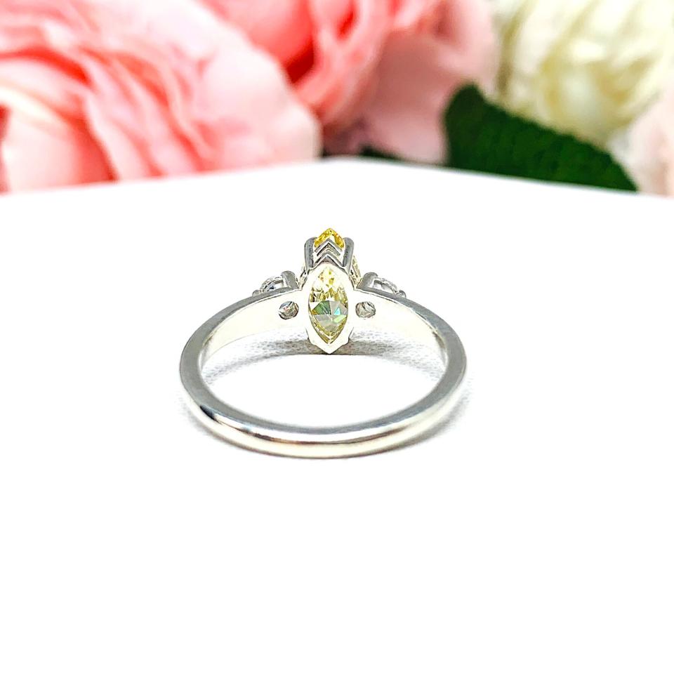 Canary Marquise CZ Engagement Ring Round Accents Sterling Silver