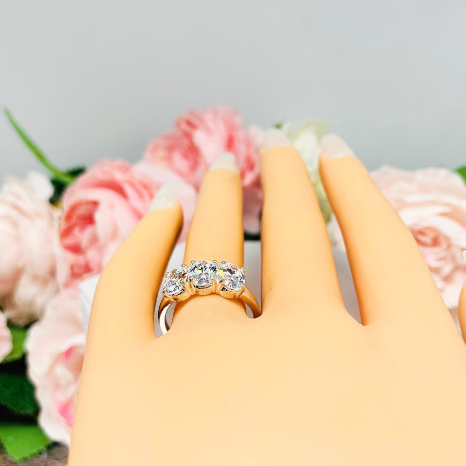 Oval Cubic Zirconia Three Stone Engagement or Anniversary Ring SIZE 7 FINAL SALE