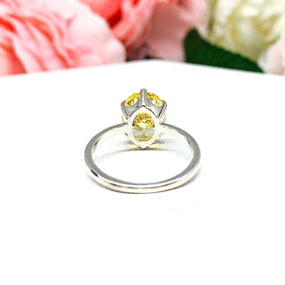 Canary Yellow Oval CZ Engagement Ring 6 Prong