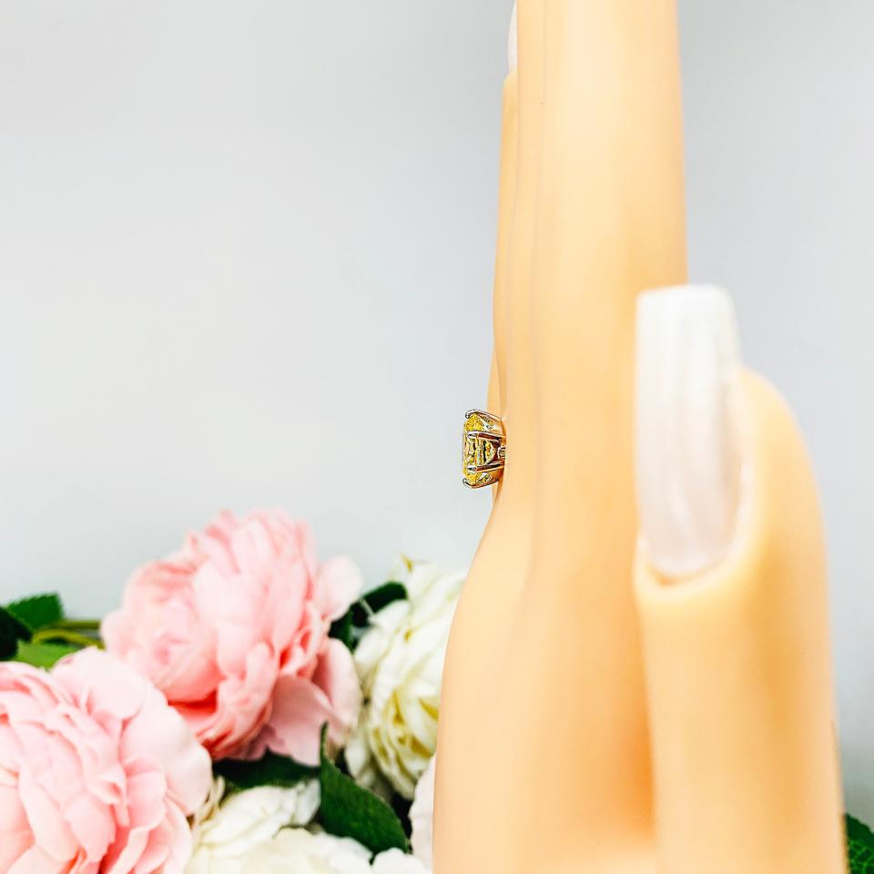 Canary Yellow Oval CZ Engagement Ring 6 Prong