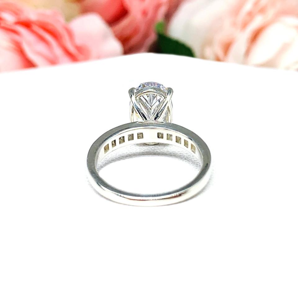 Oval-Cut CZ Channel-Set Engagement Ring • 12x8mm, Sterling Silver, Size 6