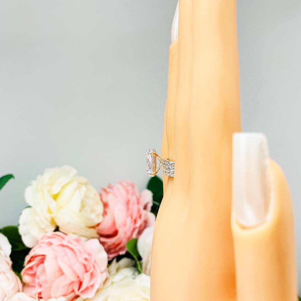 Oval-Cut CZ Channel-Set Engagement Ring • 12x8mm, Sterling Silver, Size 6