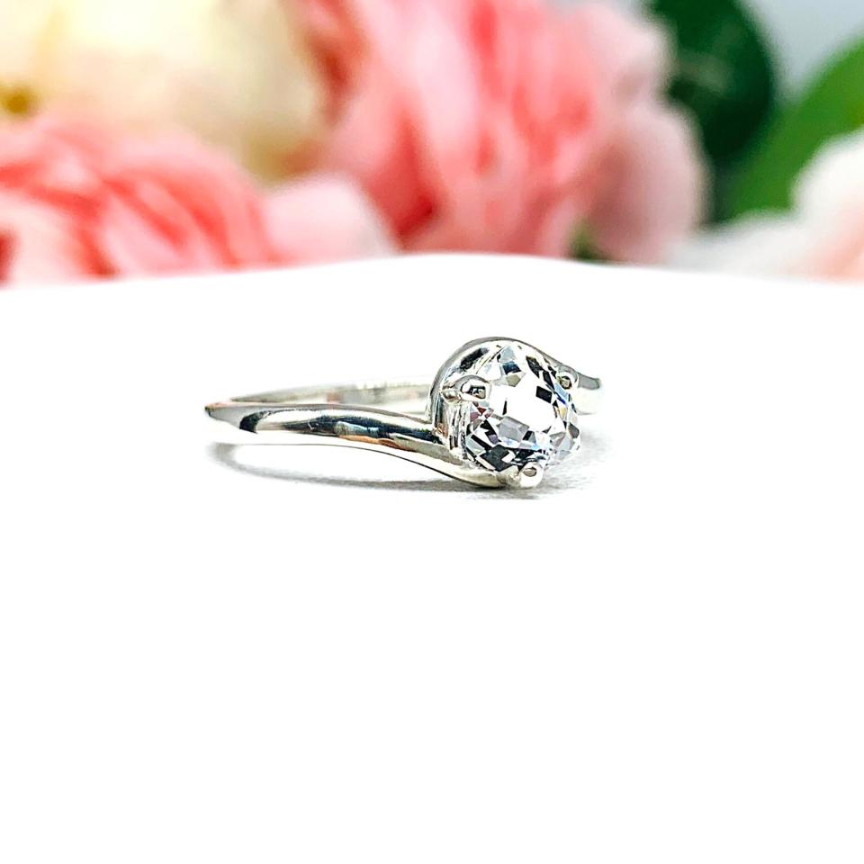 6mm Natural White Topaz Trillion Bypass Ring SIZES 7 AND 8 FINAL SALE