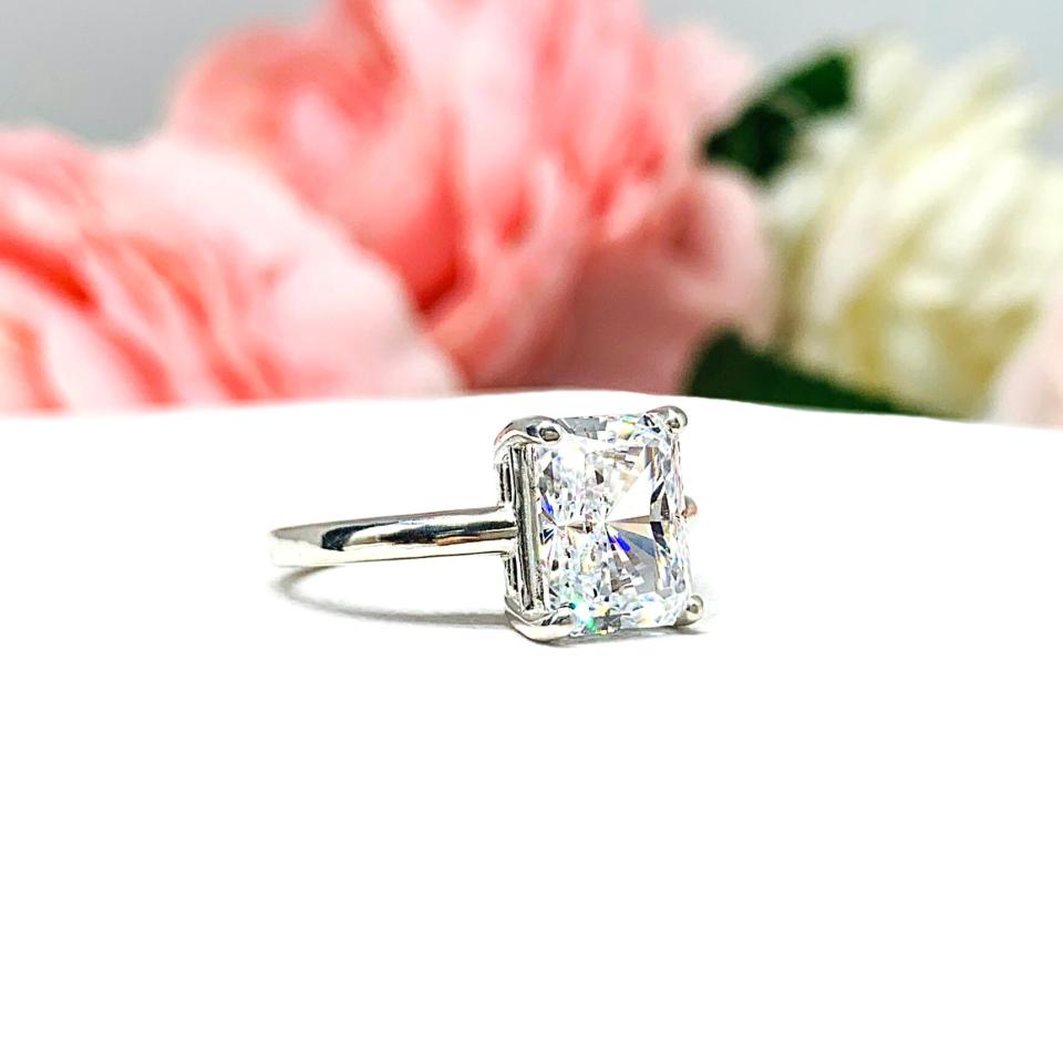 6x4mm Radiant Cubic Zirconia Engagement Lower Profile Ring SIZE 6 FINAL SALE