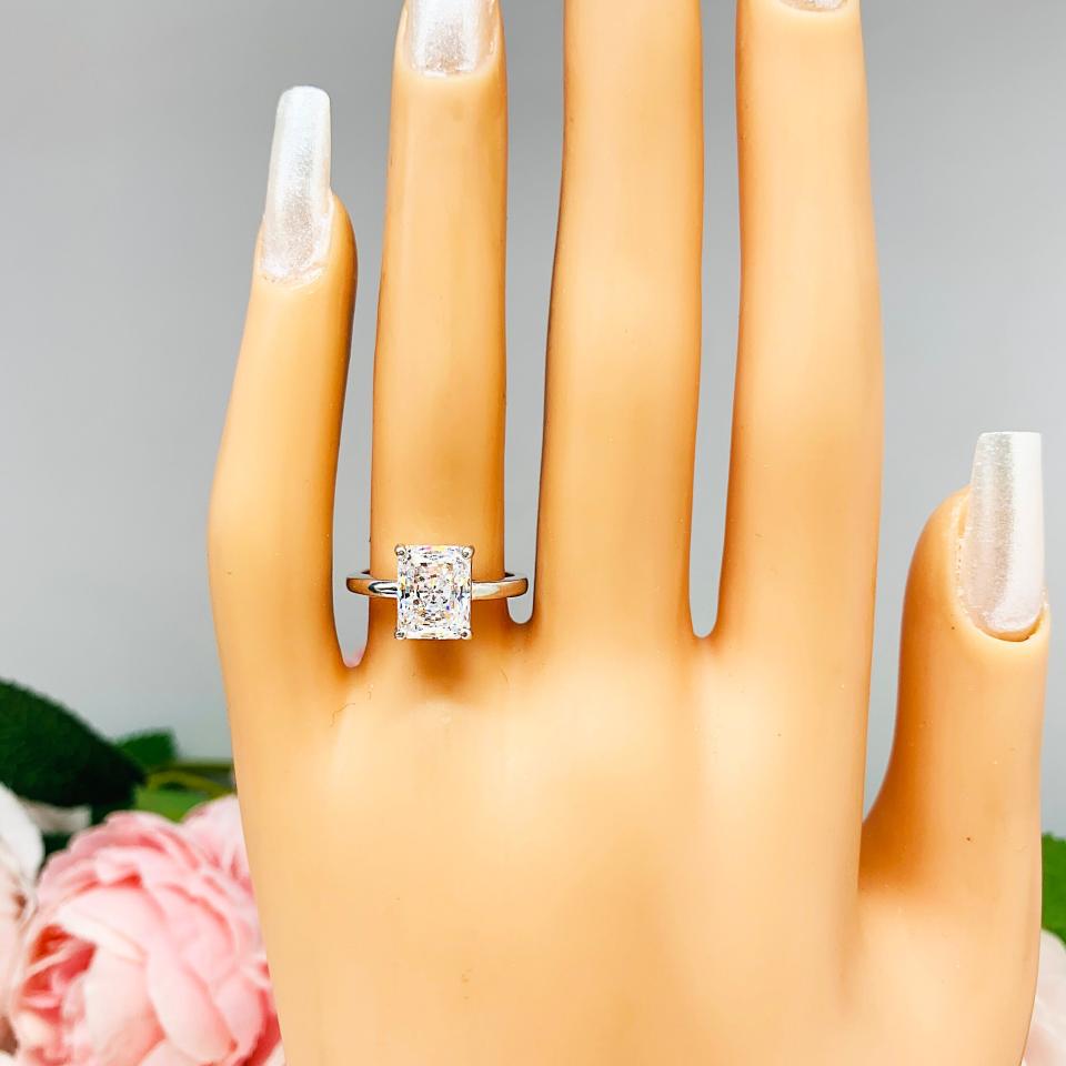 Radiant Cubic Zirconia Engagement Lower Profile Ring