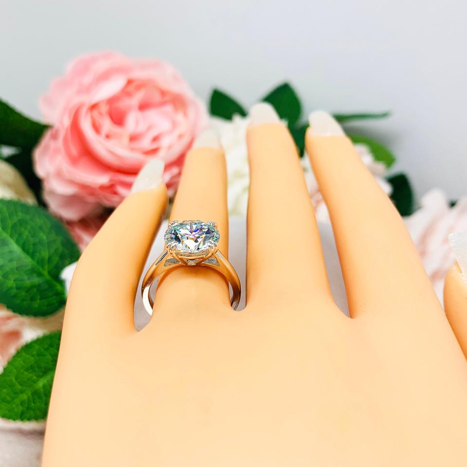 Steel Blue Moissanite Engagement Ring - Authentic 10.5mm (4.41 cts) moissanite - Sterling silver setting