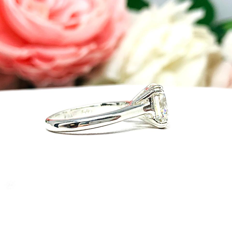 Asscher 8mm CZ Split Prong Engagement Ring