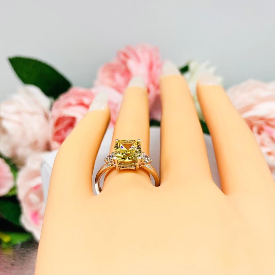 Elongated Cushion Canary Cubic Zirconia Engagement Ring