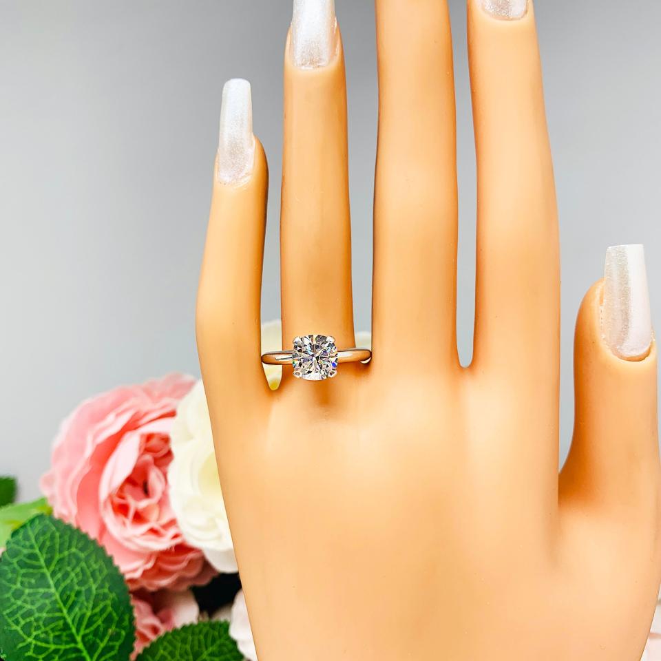 Cushion 8mm Near Colorless CZ Engagement Ring