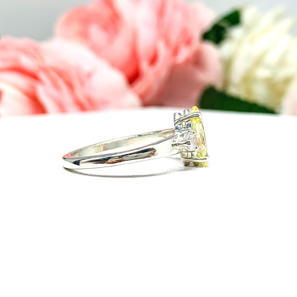 Canary Marquise CZ Engagement Ring Round Accents Sterling Silver