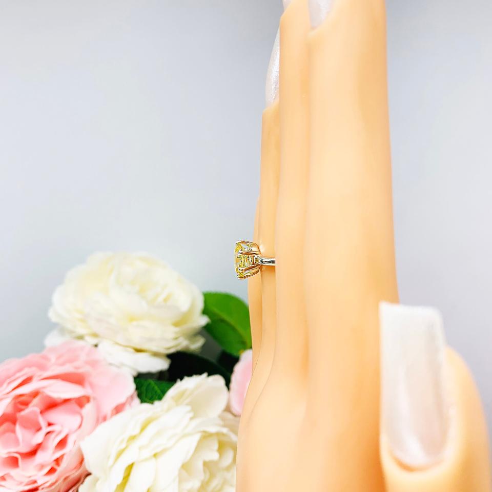 Canary Yellow Oval CZ Engagement Ring 8x6mm 1.25 Carats 6 Prong