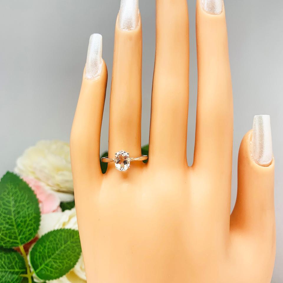 Natural White Topaz Oval Ring