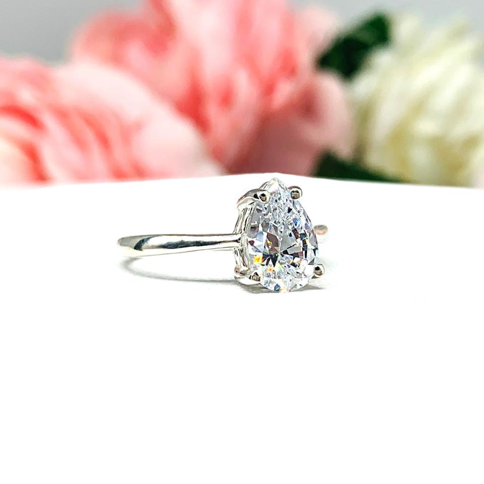 Pear Cubic Zirconia 9x6mm Engagement Ring SIZE 6 FINAL SALE
