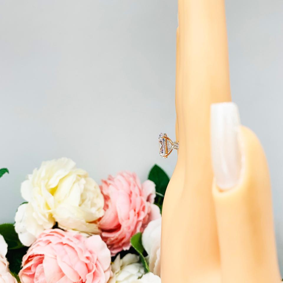 Oval-Cut CZ Channel-Set Engagement Ring • 12x8mm, Sterling Silver, Size 6