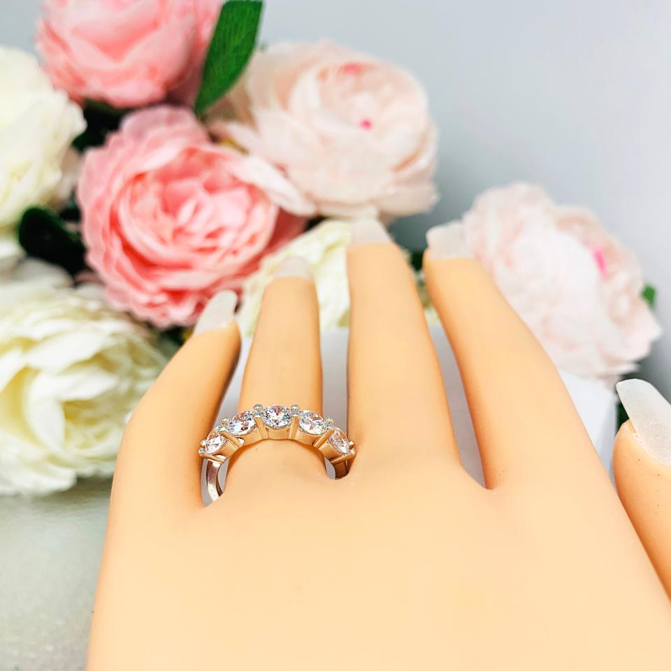 Floating Round 4.5mm Cubic Zirconia Five Stone Ring SIZE 6.5 FINAL SALE