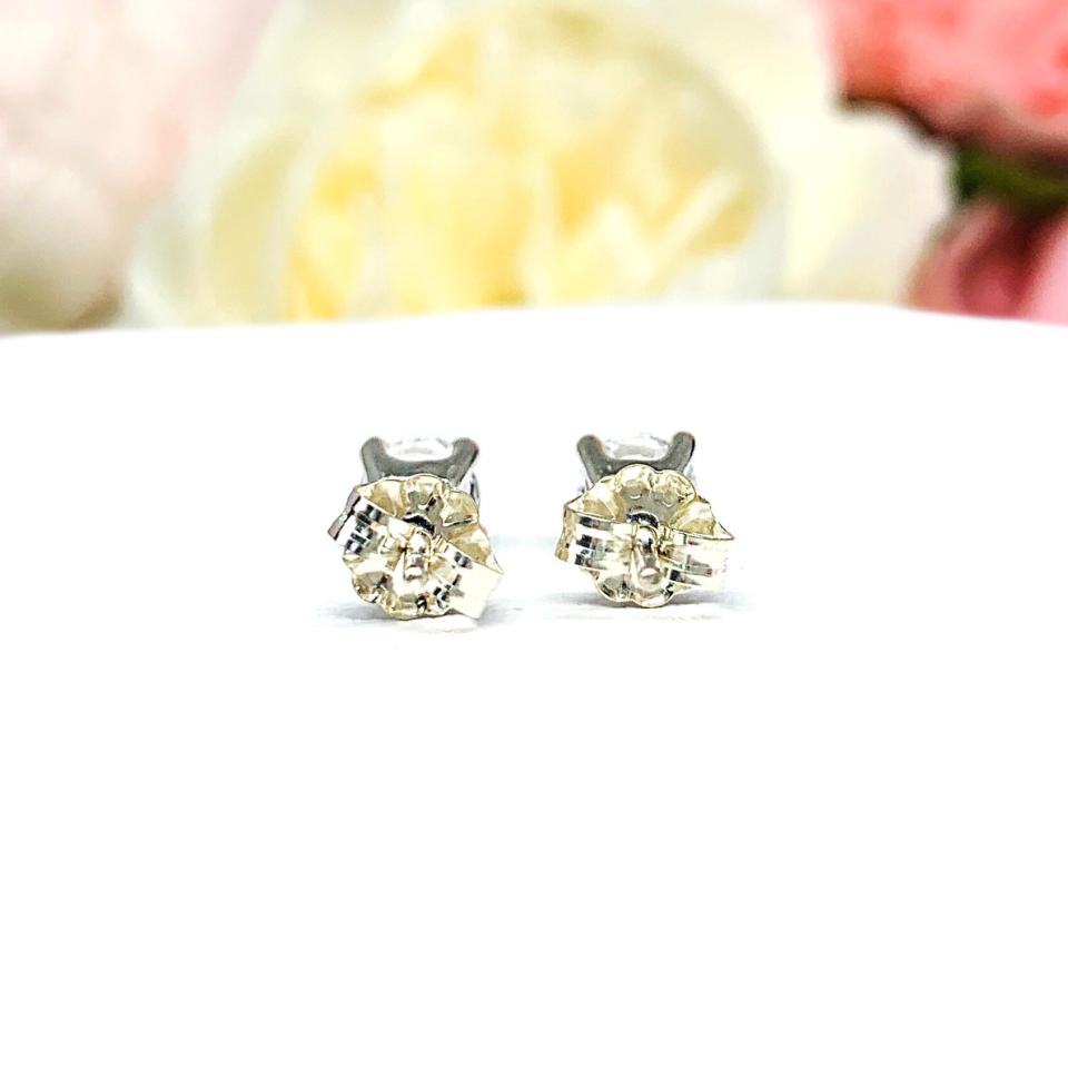 Round Lab White Sapphire Stud Earrings