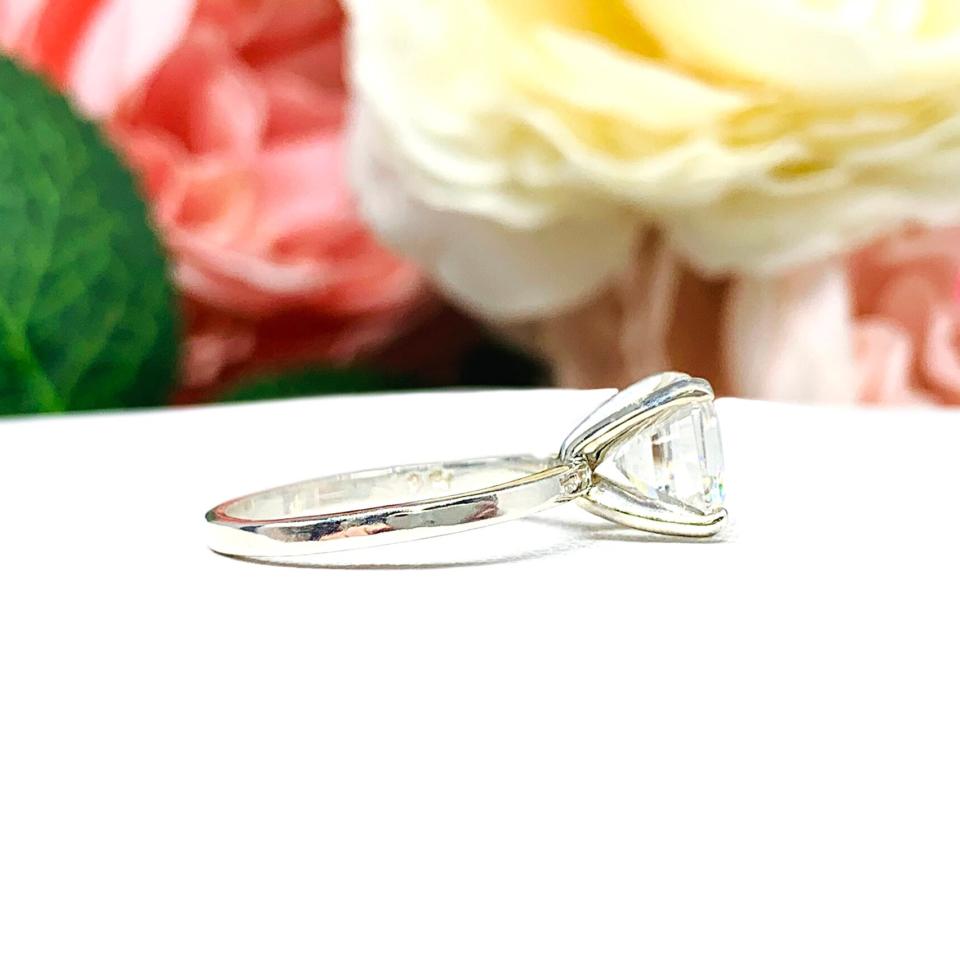 Asscher Near Colorless 8mm CZ Engagement Ring