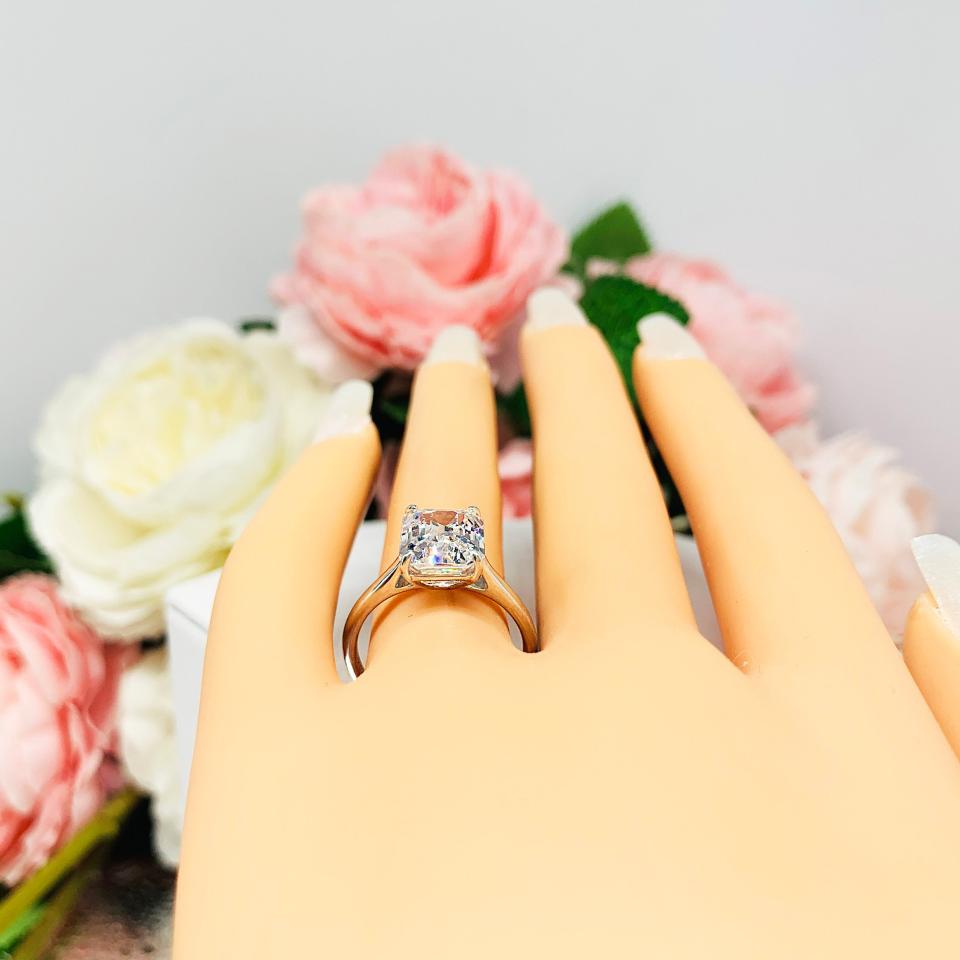 Elongated Asscher CZ Engagement Ring Size 6.5 – 10x8mm, Sterling Silver