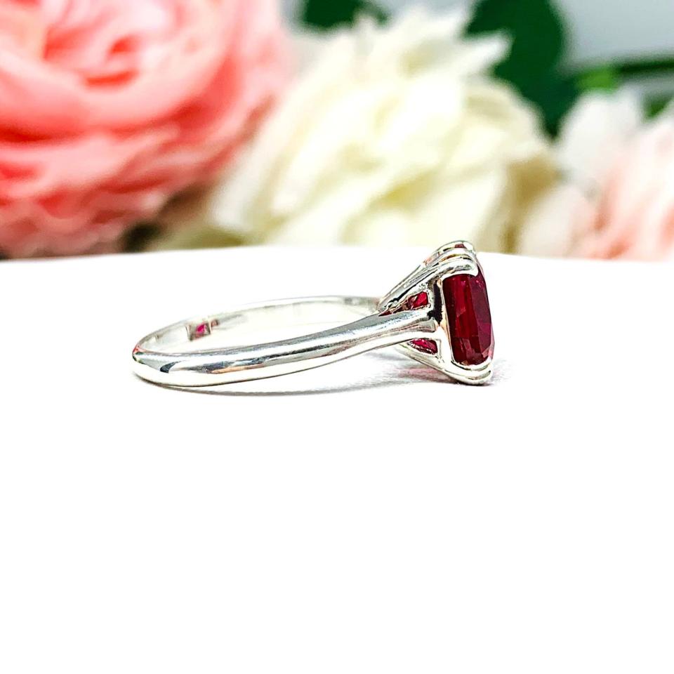 Lab Created Ruby Cushion Solitaire Ring