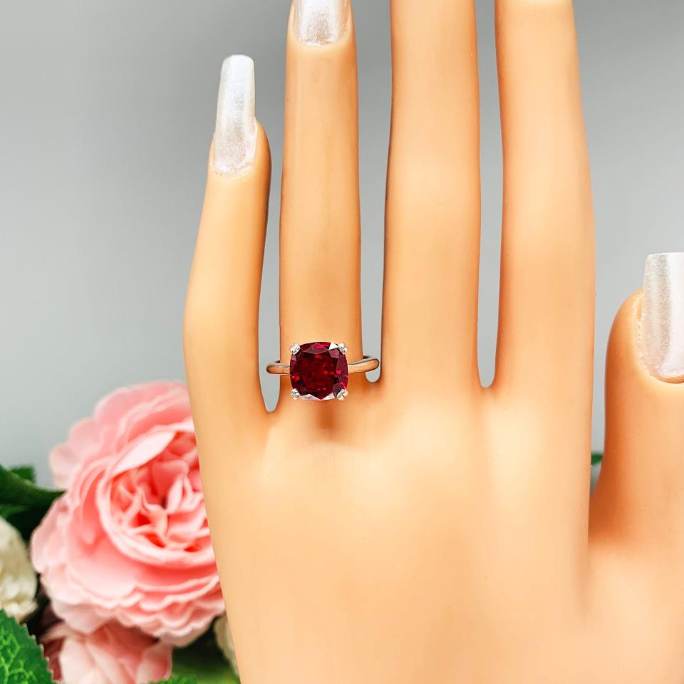 Lab Created Ruby Cushion Solitaire Ring