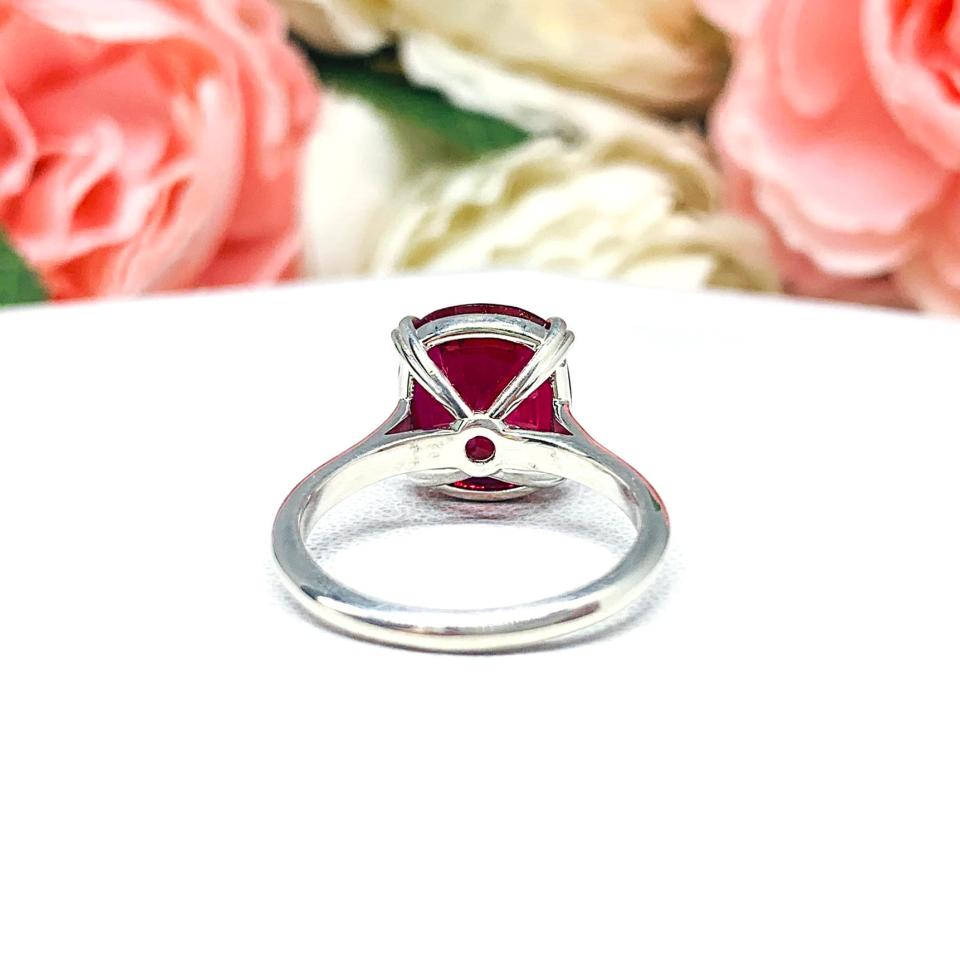 Lab Created Ruby Elongated Cushion Sterling Silver Ring