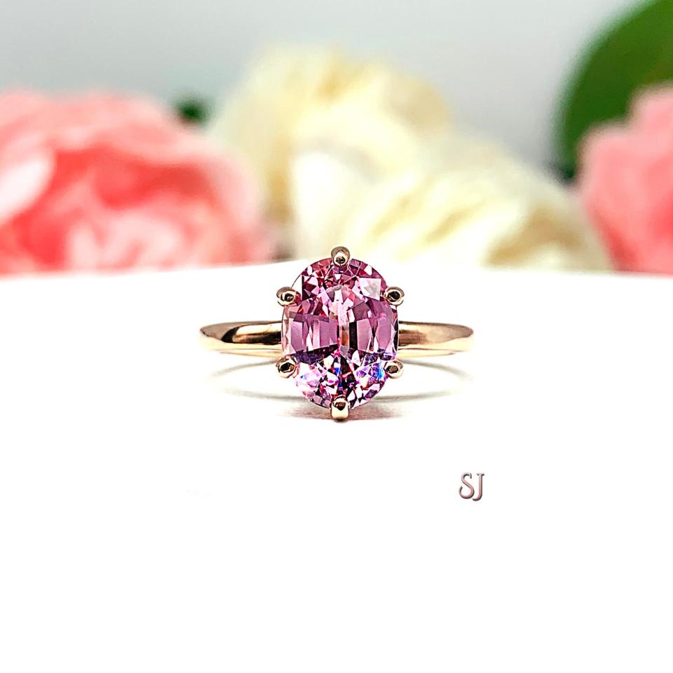 Lab Padparadscha Sapphire Oval Ring