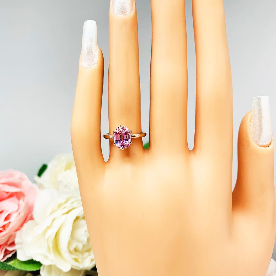 Lab Padparadscha Sapphire Oval Ring