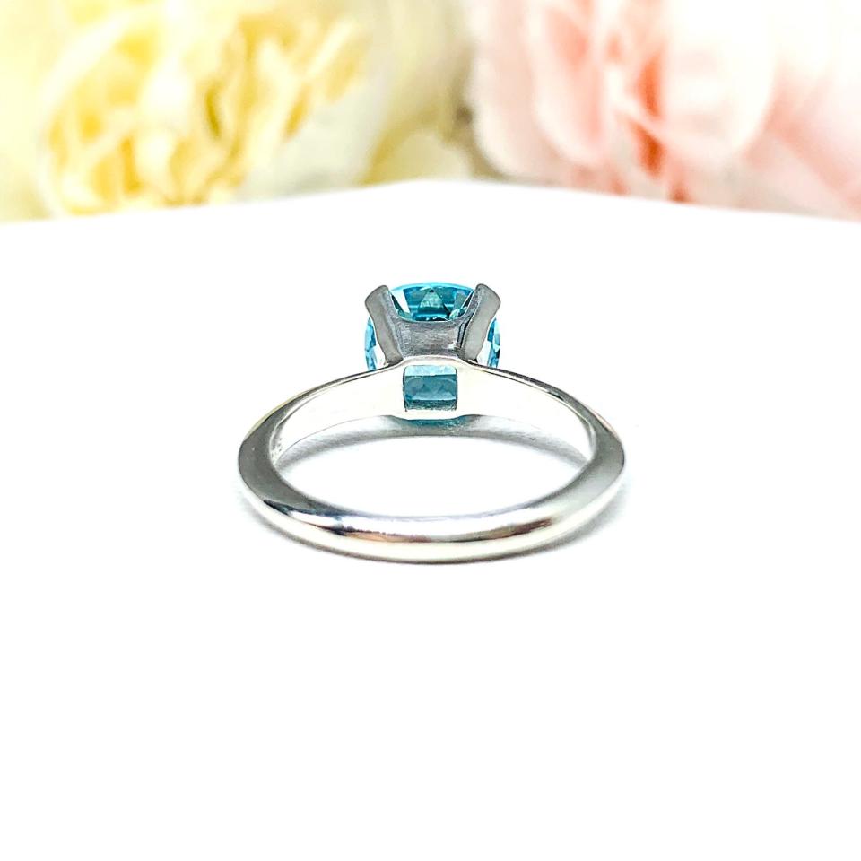 Old Mine Cut 8mm Swiss Blue Cubic Zirconia Ring