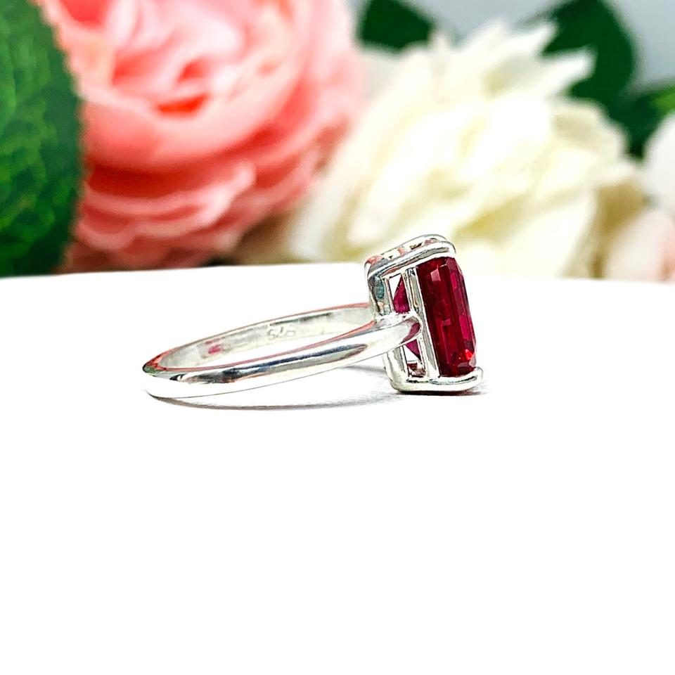 Lab Ruby 10x8mm Emerald Cut Ring