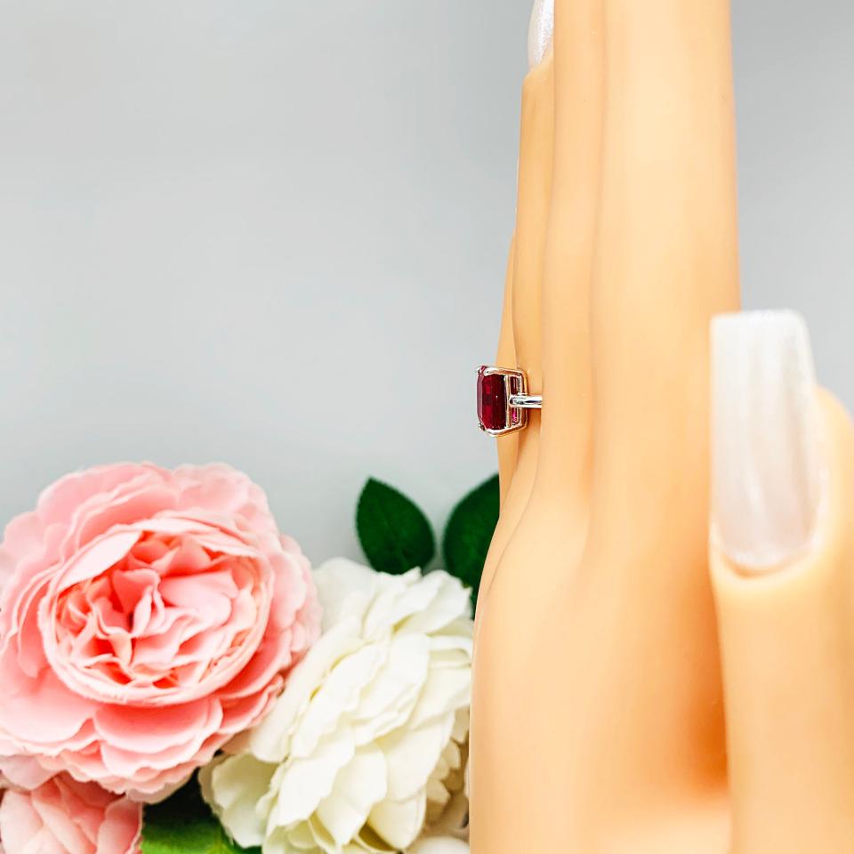 Lab Ruby 10x8mm Emerald Cut Ring