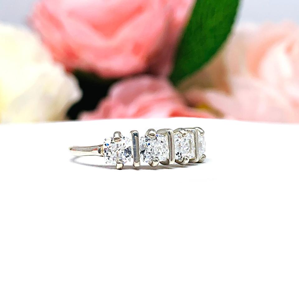 Cushion 4mm Cubic Zirconia Four Stone Ring Size 6.5 FINAL SALE