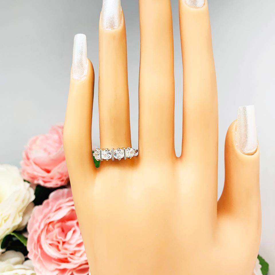 Cushion 4mm Cubic Zirconia Four Stone Ring Size 6.5 FINAL SALE