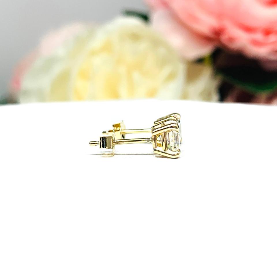 Asscher Near Colorless Cubic Zirconia Stud Earrings