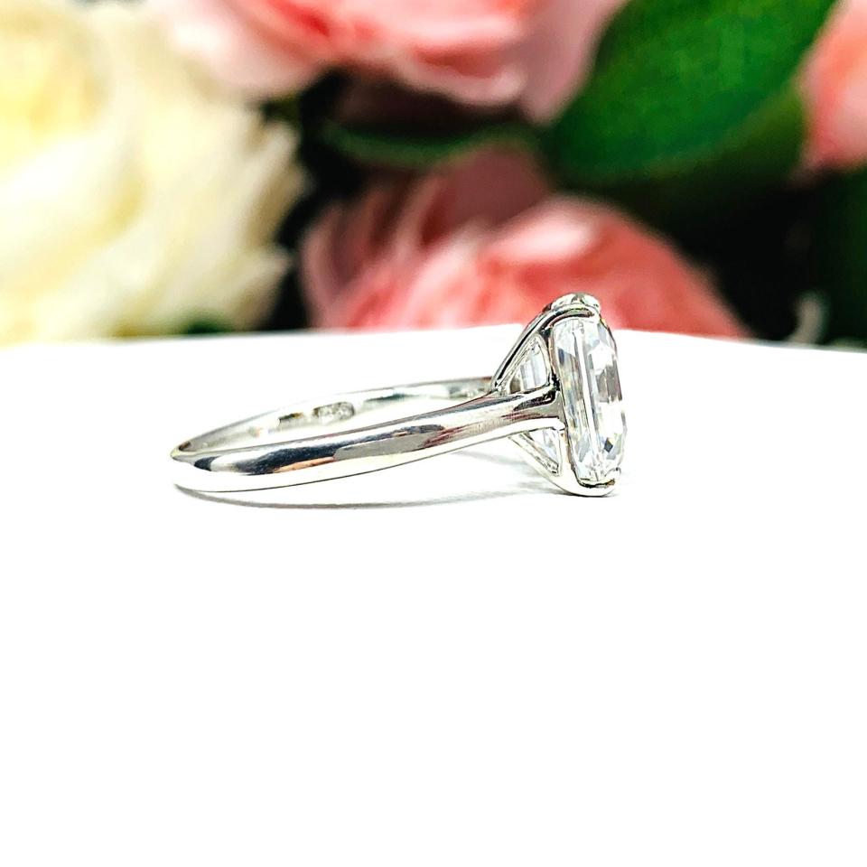 Elongated Asscher CZ Engagement Ring Size 6.5 – 10x8mm, Sterling Silver