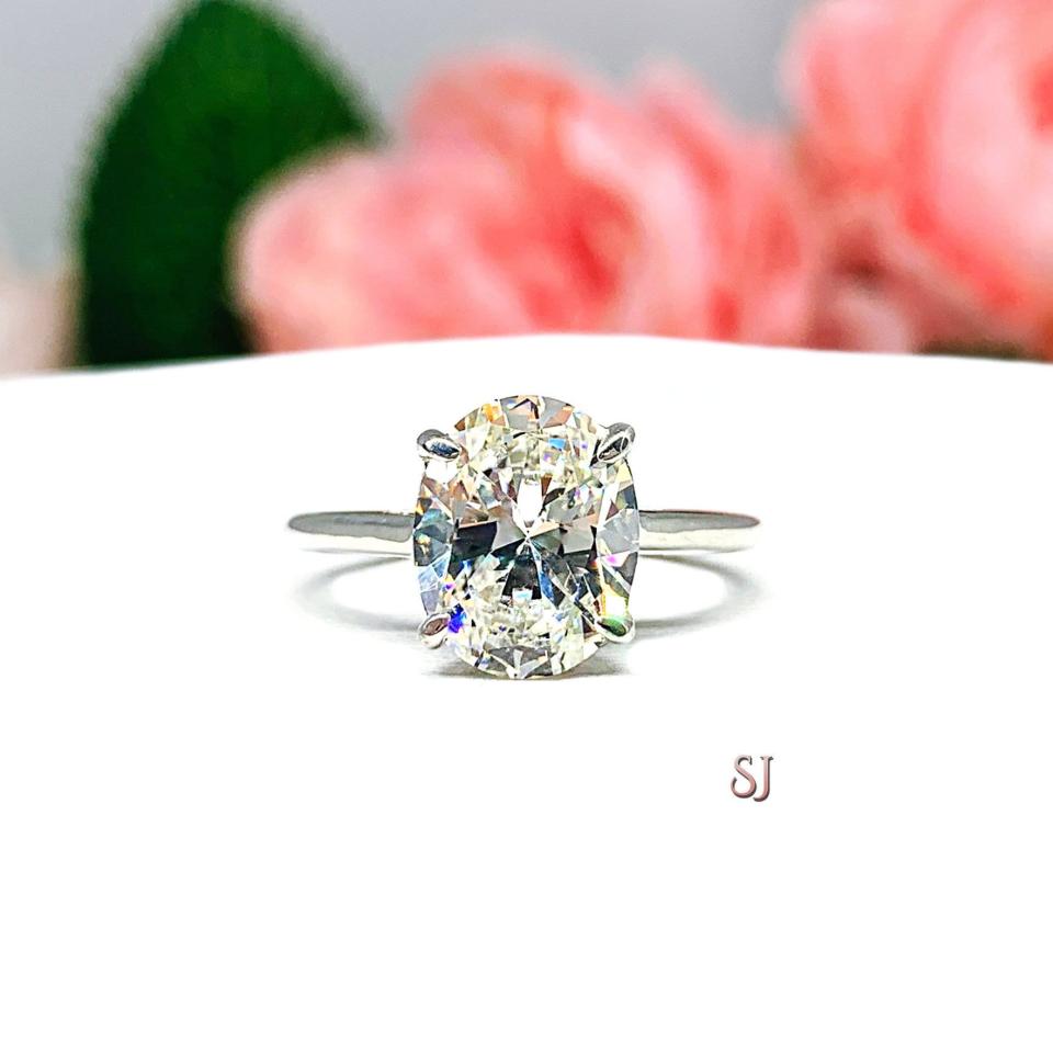 Oval CZ Engagement Ring Near Colorless Size 7.25 FINAL SALE