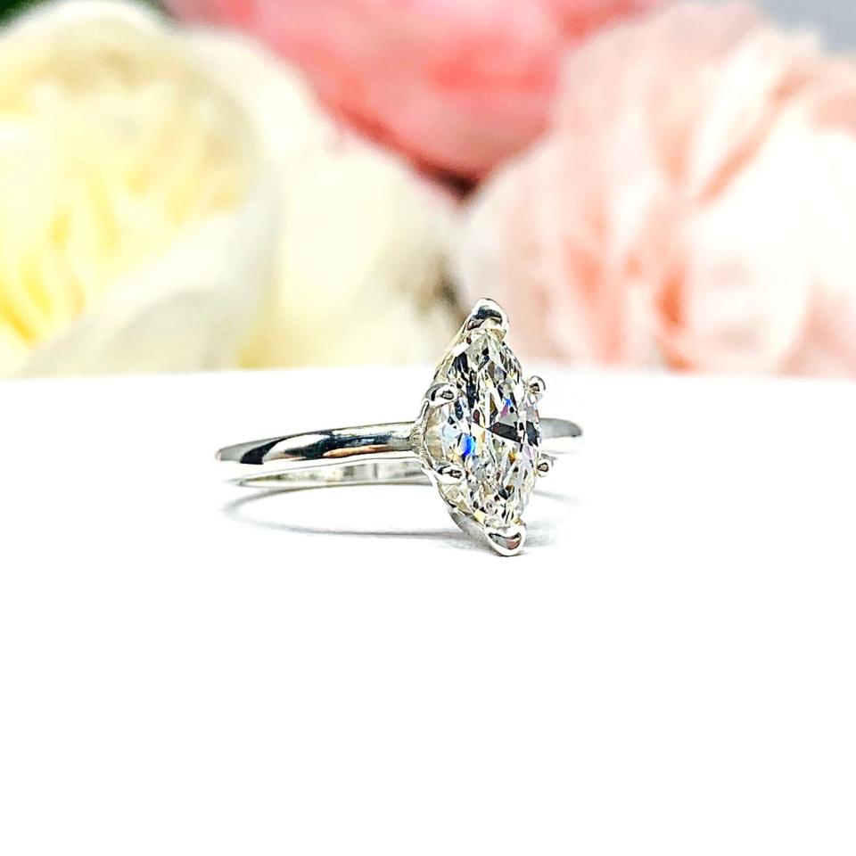 Marquise Near Colorless Cubic Zirconia 6 Prong Engagement Ring SIZE 7 FINAL SALE