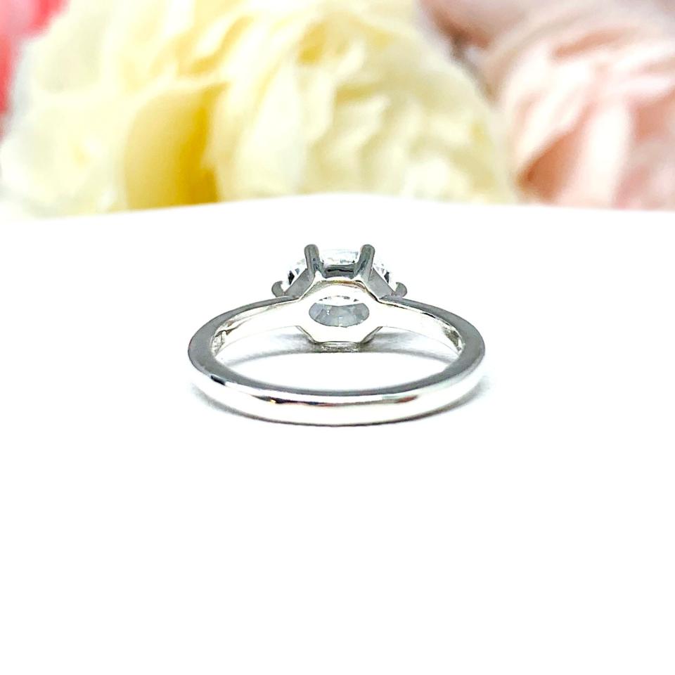 Oval Cubic Zirconia East West Horizontal Set Engagement Ring