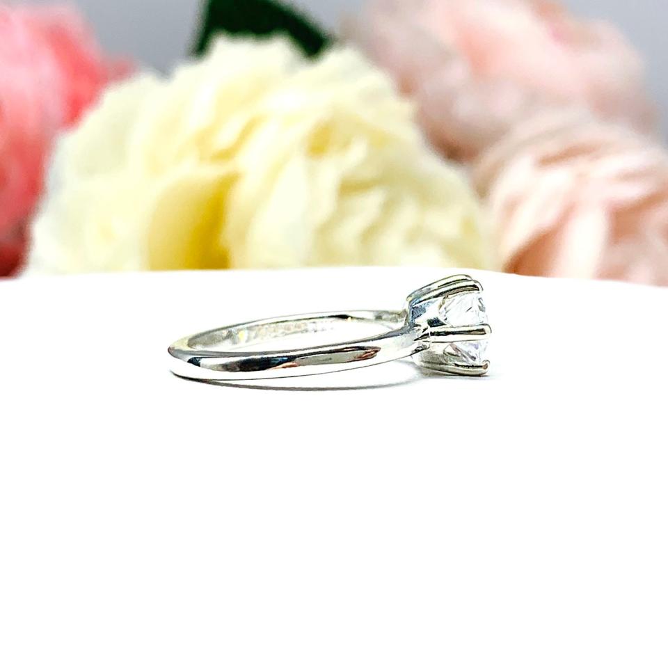 Oval Cubic Zirconia East West Horizontal Set Engagement Ring