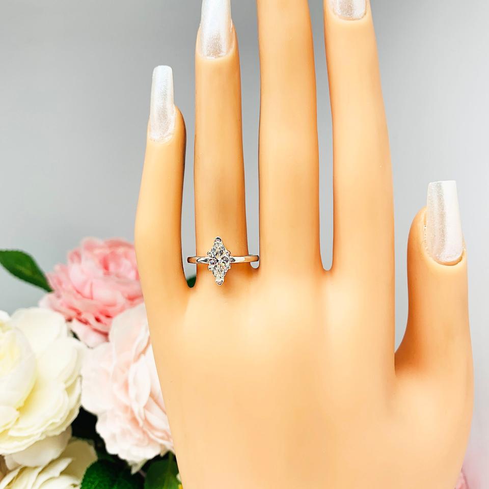 Marquise Near Colorless Cubic Zirconia 6 Prong Engagement Ring SIZE 7 FINAL SALE