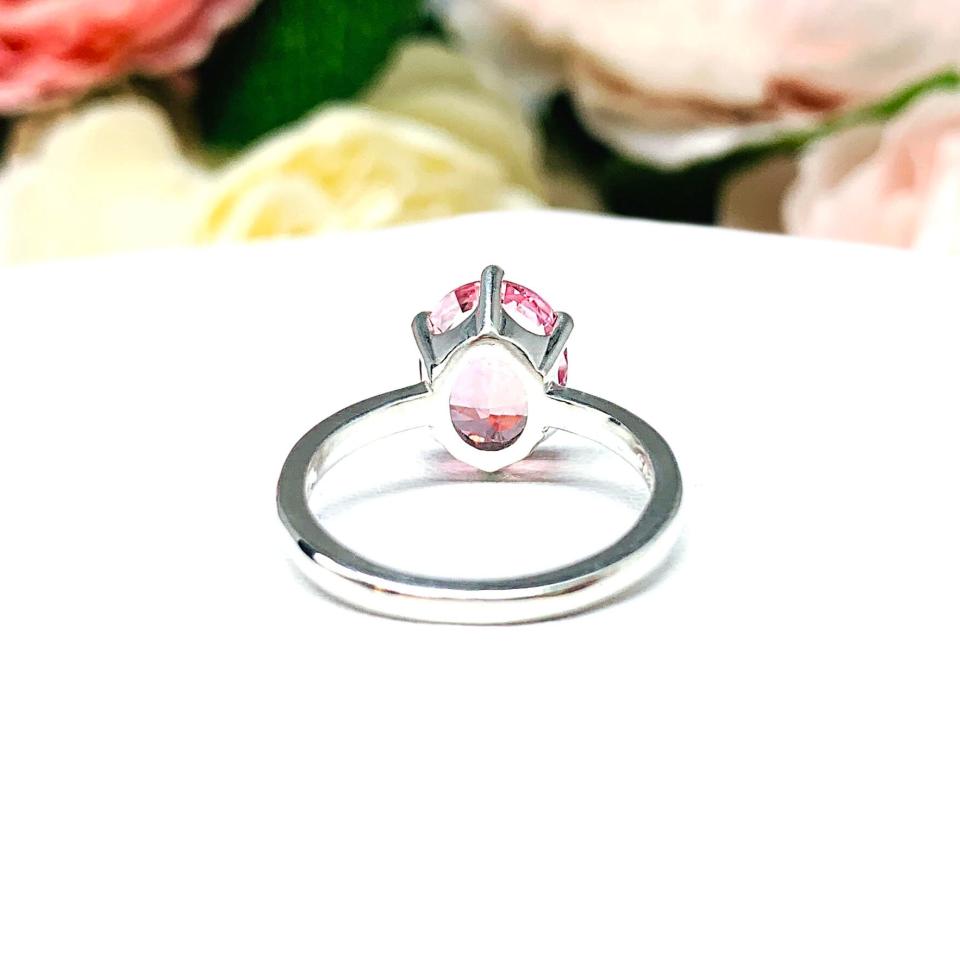 Lab Padparadscha Sapphire Oval Ring