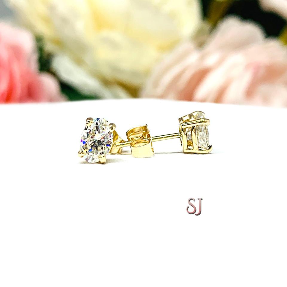Oval Moissanite 14k Gold Stud Earrings 6x4mm 1 Carat Total Authentic CLEARANCE