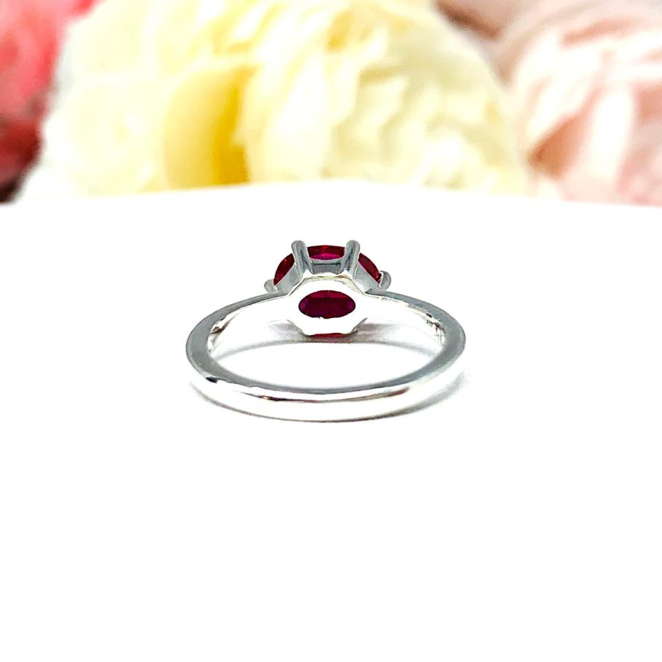 Lab Created Ruby Oval East West Horizontal Set Ring