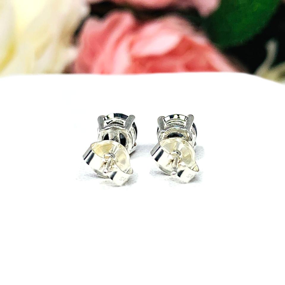 Round Black Moissanite Stud Earrings Authentic