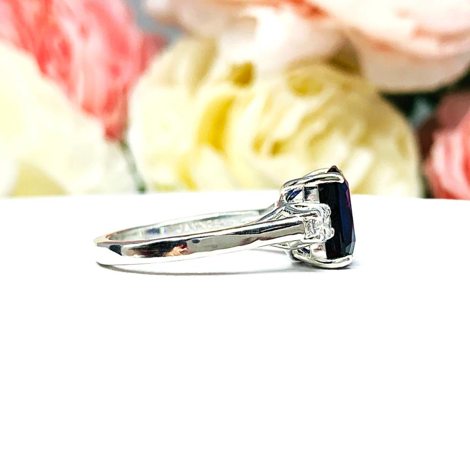 Lab Blue Sapphire Elongated Cushion Cut Ring 10x8mm Round CZ Accents