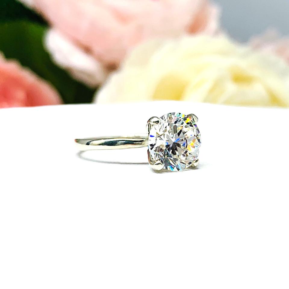 Round Near Colorless CZ Engagement Ring
