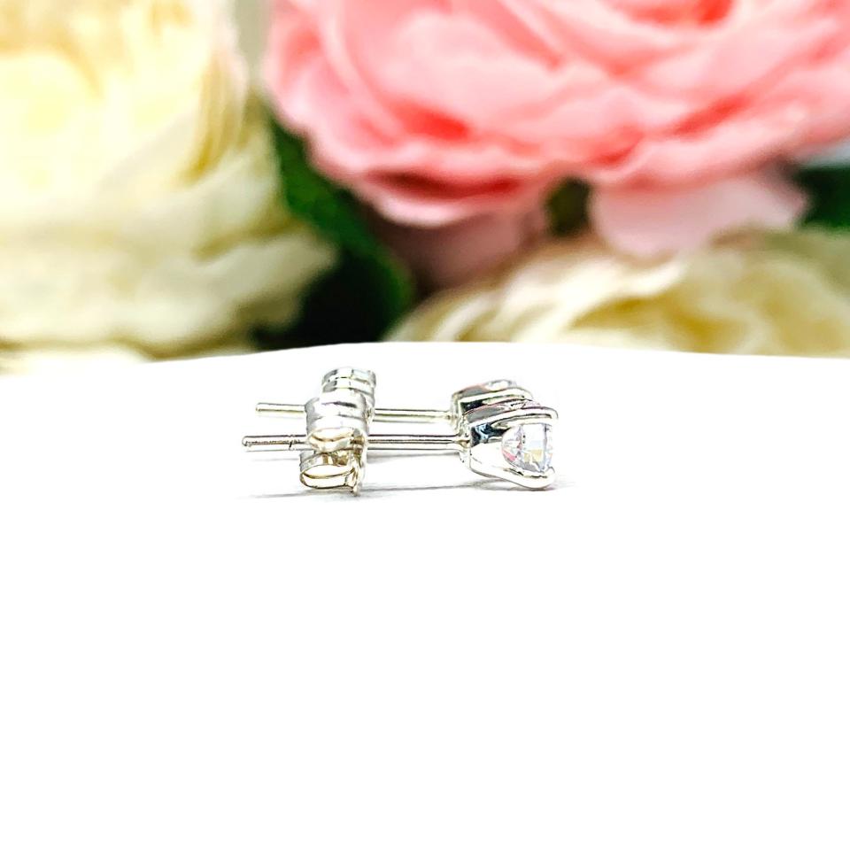 Round Cubic Zirconia Stud Earrings – 4.5mm-7mm, Sterling Silver, 10k Gold